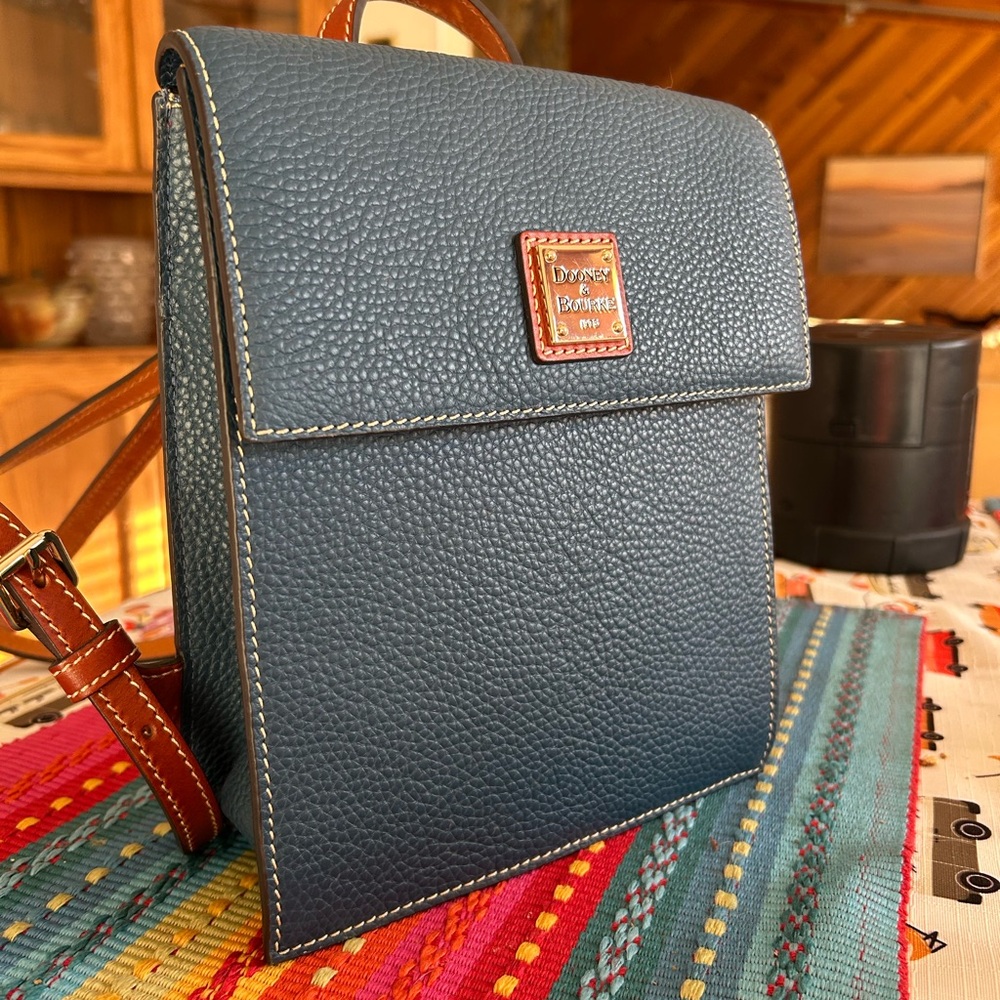 Dooney & Bourke Italian Leather Backpack 🎒 BNWOT Denim Blue Coloured.